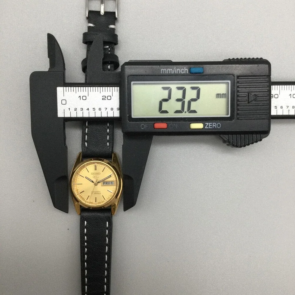 Vintage Seiko 5 Automatic 17j Womens Watch 23mm Gold Tone 4206-0339 Leather